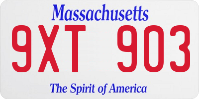 MA license plate 9XT903