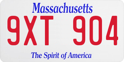 MA license plate 9XT904