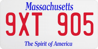 MA license plate 9XT905
