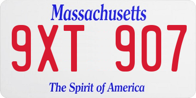 MA license plate 9XT907