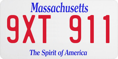 MA license plate 9XT911