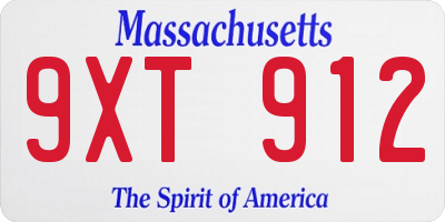 MA license plate 9XT912
