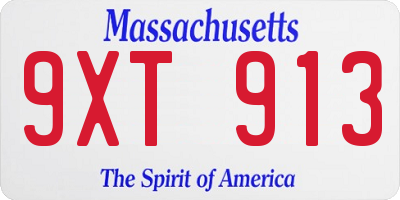 MA license plate 9XT913
