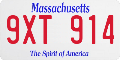 MA license plate 9XT914