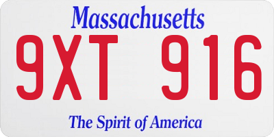 MA license plate 9XT916