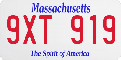 MA license plate 9XT919