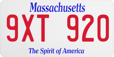 MA license plate 9XT920