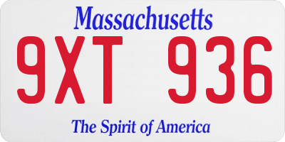 MA license plate 9XT936