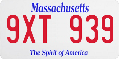MA license plate 9XT939
