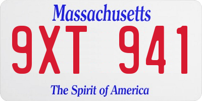 MA license plate 9XT941