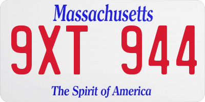 MA license plate 9XT944