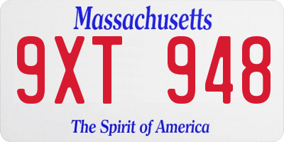 MA license plate 9XT948
