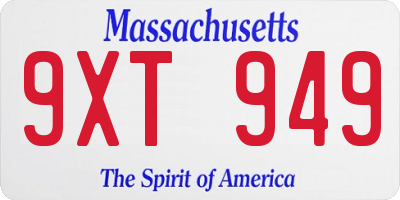 MA license plate 9XT949