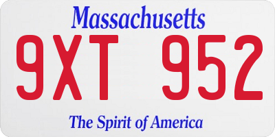 MA license plate 9XT952