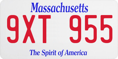 MA license plate 9XT955