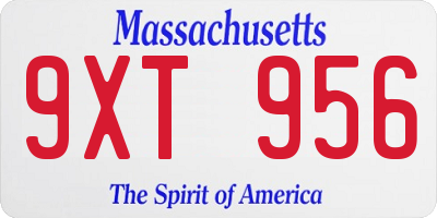 MA license plate 9XT956