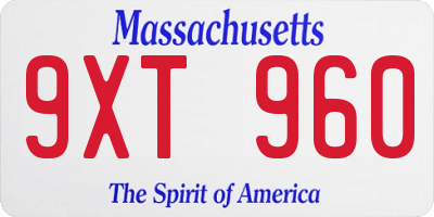 MA license plate 9XT960
