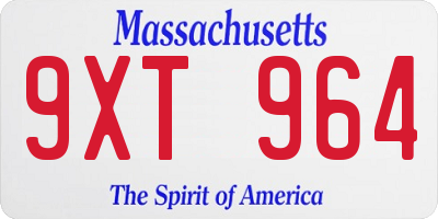 MA license plate 9XT964