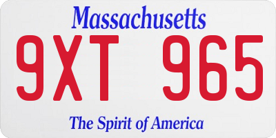 MA license plate 9XT965