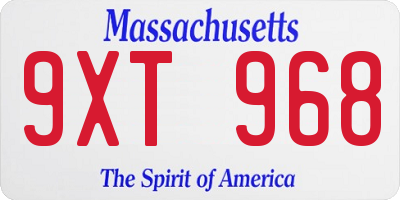 MA license plate 9XT968