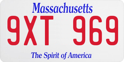 MA license plate 9XT969