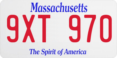MA license plate 9XT970