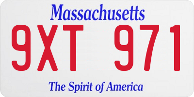 MA license plate 9XT971