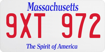 MA license plate 9XT972