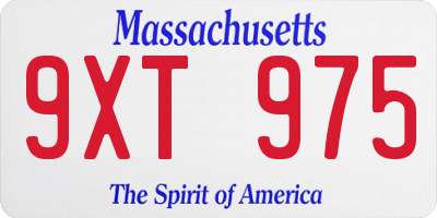 MA license plate 9XT975
