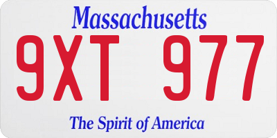 MA license plate 9XT977