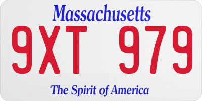 MA license plate 9XT979