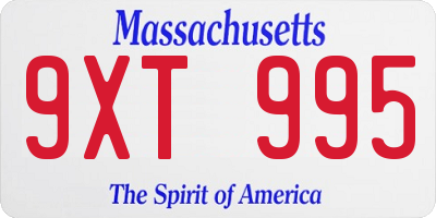 MA license plate 9XT995
