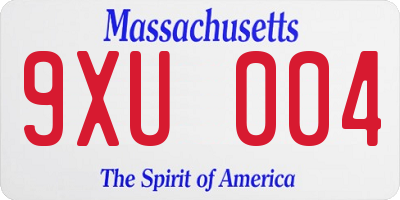 MA license plate 9XU004