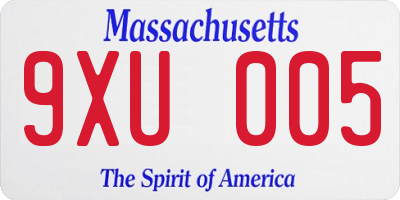 MA license plate 9XU005