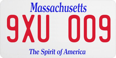 MA license plate 9XU009