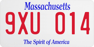 MA license plate 9XU014