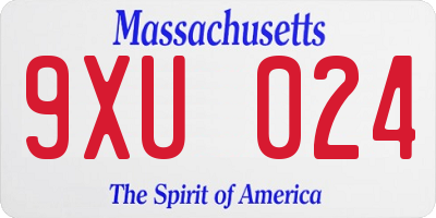 MA license plate 9XU024