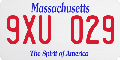 MA license plate 9XU029
