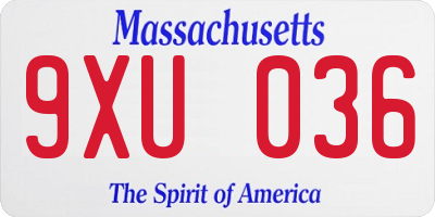 MA license plate 9XU036