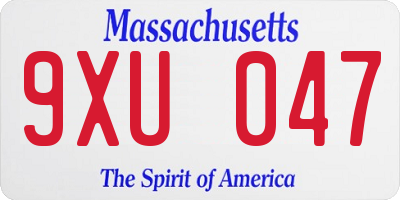MA license plate 9XU047