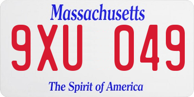MA license plate 9XU049