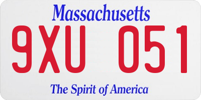 MA license plate 9XU051