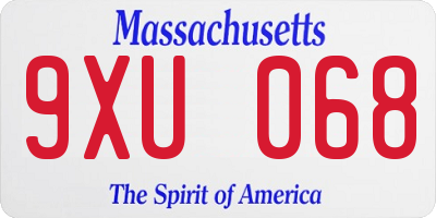 MA license plate 9XU068