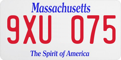 MA license plate 9XU075