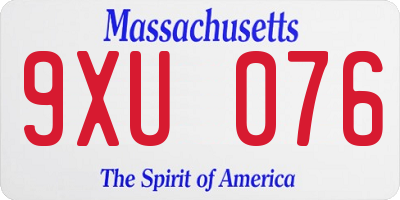 MA license plate 9XU076