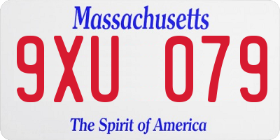 MA license plate 9XU079