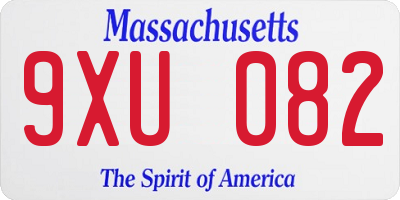 MA license plate 9XU082