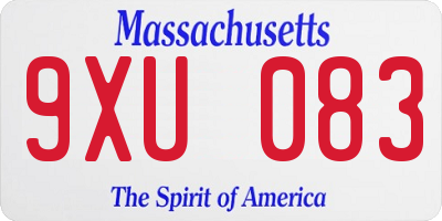 MA license plate 9XU083