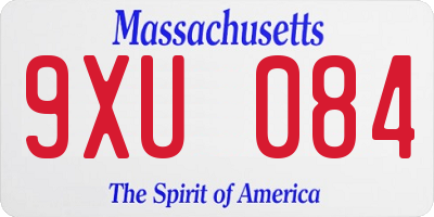 MA license plate 9XU084