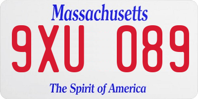 MA license plate 9XU089